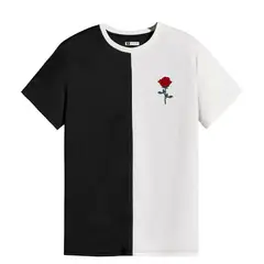 YANSUS - Polo hombre Bicolor Blanco Negro Estampado Rosa