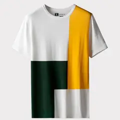YANSUS - Polo Hombre Tricolor Blanco Amarillo Verde Militar
