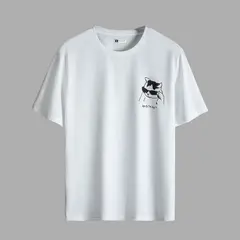 YANSUS - Polo Hombre Blanco Estampado Gato