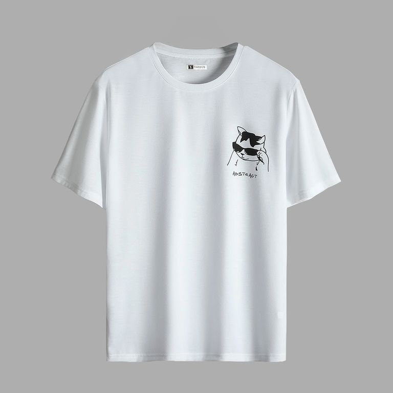 Polo Hombre Blanco Estampado Gato