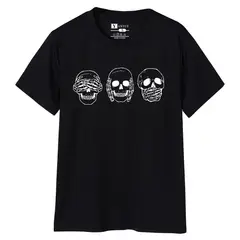 YANSUS - Polo Hombre Negro Estampado Calabera
