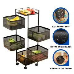 GENERICO - Estante Organizador de Verduras y Frutas de 5 Pisos con Ruedas