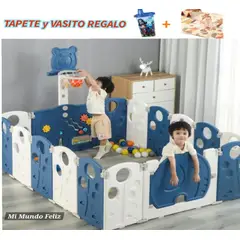 BABY - Valla Corral Cerco Bebes y Niños Plegable Multifuncion Azul