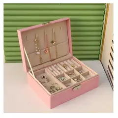 GENERICO - Caja Porta Joyero Doble Organizador Joyero cofre con clave