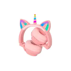 GENERICO - Audífonos Bluetooth Unicorn magic con Luces Led Rosado