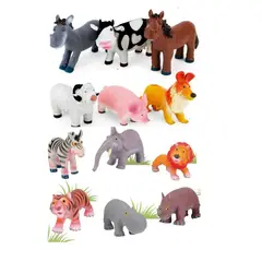 GENERICO - Juguete Animales De Goma Selva Y Granja Suaves 9cm