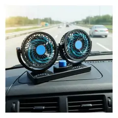 GENERICO - Ventilador Doble 360º 12v Base Giratoria 4 Auto Camioneta