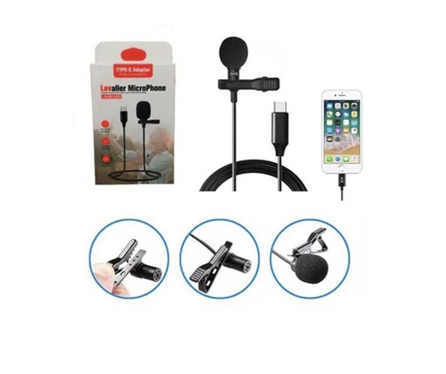 Micrófono Solapero Lavalier Tipo C con Gancho