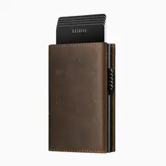 KASHITA - Billetera de Cuero para hombre con tarjetero automático anticlonación
