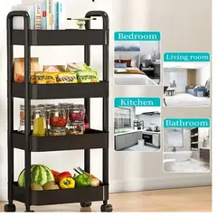 OEM - Estante Organizador Multiuso De 4 Niveles Con Asas y Ruedas