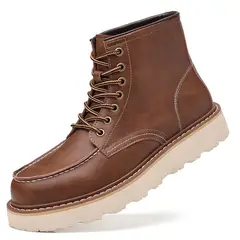 VATYERTY - Botas de cuero PU con forro polar para hombre