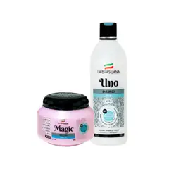 LA BRASILIANA - Shampoo Uno Nut Sin Sal + Máscara Cap Magic Pos Reconst 500 Ml