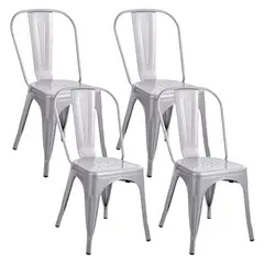 NOVAHUS - Set x 4 Sillas de Metal Tolix Gris