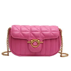 VATYERTY - Bolsa cuadrada mini neón rosado guateado con solapa