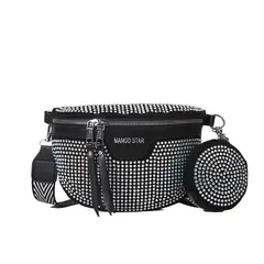 VATYERTY - Riñonera con diseño de diamante de imitación con monedero