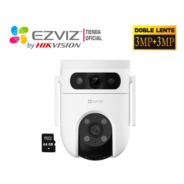 Cámara IP H9C 3MP + 3MP Lente Dual Exterior 360° + SD 64GB