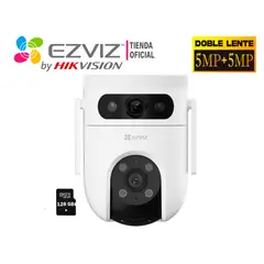 EZVIZ - Cámara IP H9C 5MP + 5MP Lente Dual Exterior 360° + SD 128GB