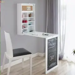 TU MESITA - ESCRITORIO TENDENCIA PLEGABLE BLANCO CON PIZARRA Y TABLERO CORCHO