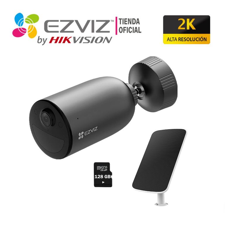 Cámara Seguridad IP EB3 2K Exterior con Panel Solar + Sd 128Gb