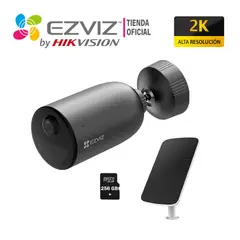 EZVIZ - Cámara Seguridad IP EB3 2K Exterior con Panel Solar + Sd 256Gb