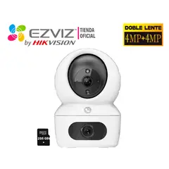 EZVIZ - Cámara IP H7C 4MP + 4MP Doble Lente Interior 360° + SD 256GB