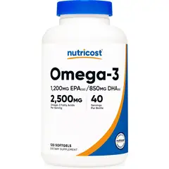 NUTRICOST - Omega 3 Fish Oil 2500 mg EPA DHA 120 Capsulas Gel