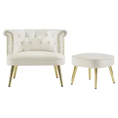 CENTRAL DECCO - BUTACA Y BANQUETA AZIEL BEIGE