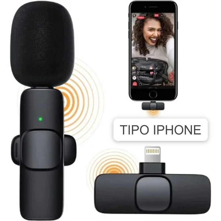 Solapero Micrófono Inalámbrico Compatible con iPHONE para Celular