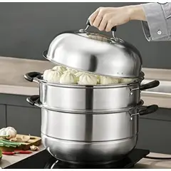 GENERICO - Vaporera profesional con 2 asas de acero inoxidable