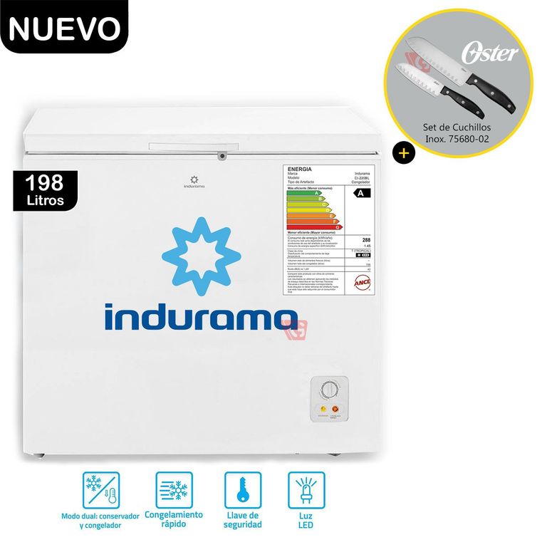 Congeladora Defrost 198Lts CI-220BL + Set de 2 Cuchillo 75680-02