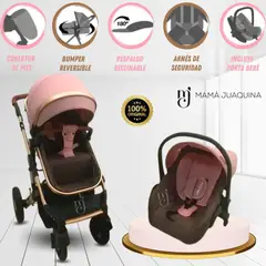 VOYAGE - Coche Moisés Travel System «EROS ROYAL» con Porta bebé Pink