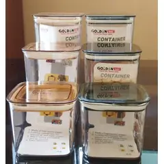 GENERICO - Set Contenedores de Acrílico X 3 Color Ambar