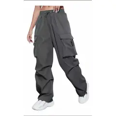 ENKI - Pantalón Cargo Parachute Hombre Tela Mojada Urbano