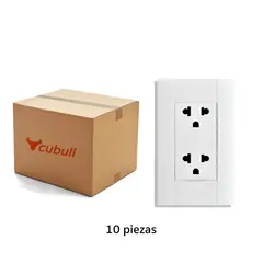 CUBULL - Tomacorriente Doble con linea a Tierra Pack x 10 unidades
