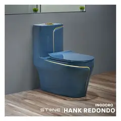 STONE - INODORO MINIMALISTA HANK REDONDO BLUE / DORADO