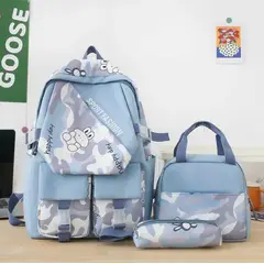 GENERICO - Mochila Grande Camuflaje 2024 con Lonchera y Cartuchera Niñas Escolar