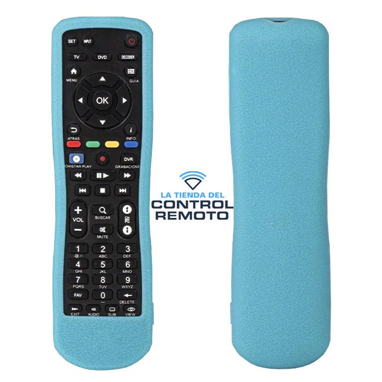 Funda Protector de Silicona para Control Movistar - Celeste Forescente