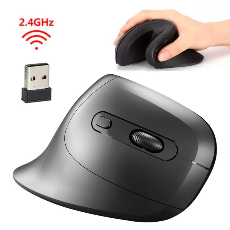 Mouse Vertical Inalambrico Ergonómico 1600 DPI USB 2.4Hz Recargable