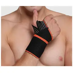 GENERICO - Muñequera con protector del Pulgar agarre profesional - NARANJA