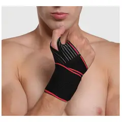 GENERICO - Muñequera con protector del Pulgar agarre profesional - ROJO