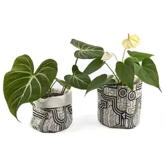 UN CUARTO VERDE - Porta Maceta de Tela Grande Trazos Canasto de macetas y plantas 20cm