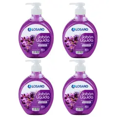 LOSARO - Jabón liquido antibacterial con glicerina Lavanda 4 unidades