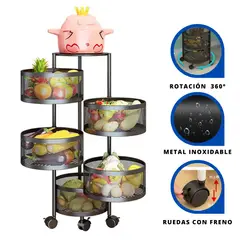 GENERICO - Estante Organizador de Verduras y Frutas de 5 Pisos con Ruedas