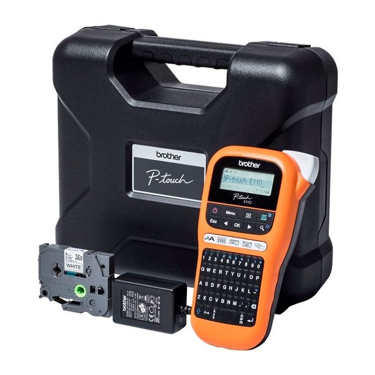 Rotuladora Portatil PT-E110VP Con Maletin 20MMS NegroNaranja