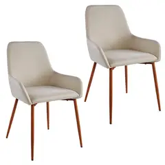 NOVAHUS - Set x 2 Sillas Comedor Lino Margaret Beige