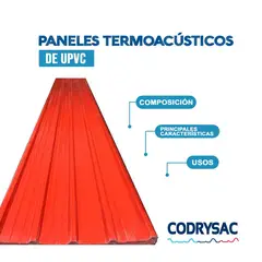 CODRYSAC - Techo termoacústico UPVC 1.05 x 3.6m x 1.5mm Rojo
