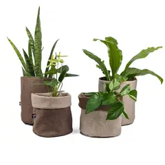 UN CUARTO VERDE - Porta Maceta de Tela Grande Chocolate Canasto macetas y plantas 20cm