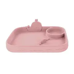 NUBY - Plato de Silicona sin BPA - Ballena Rosa
