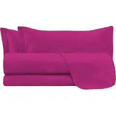 GENERICO - Sabanas De Algodón Bramante plaza y media fucsia