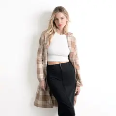 DESIRE - ABRIGO MAXI CUADROS PARA MUJER